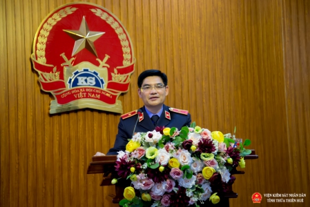 Đồng chí Nguyễn Thanh Hải, Tỉnh ủy viên, Bí thư Ban cán sự, Viện trưởng VKSND tỉnh phát biểu chỉ đạo Hội nghị.