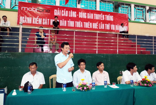 Đồng chí Trần Đại Quang – Phó Viện trưởng Viện KSND Thừa Thiên Huế  phát biểu khai mạc giải