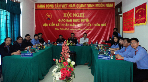 Toàn cảnh Hội nghị giao ban trực tuyến tại đầu cầu VKSND tỉnh Thừa Thiên Huế