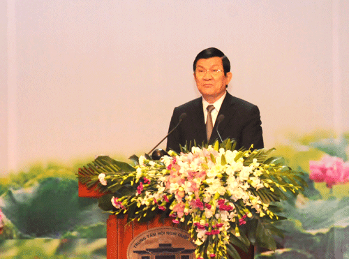 Đồng chí Trương Tấn Sang, Ủy viên Bộ Chính trị, Chủ tịch nước CHXHCN Việt Nam, Trưởng Ban Chỉ đạo cải cách tư pháp Trung ương phát biểu chỉ đạo Hội nghị