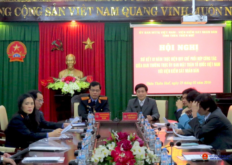 Sơ kết 1 năm thực hiện Quy chế phối hợp công tác giữa Viện kiểm sát nhân dân tối cao và Ủy ban Trung ương MTTQ Việt Nam trực tuyến tại đầu cầu VKSND tỉnh Thừa Thiên Huế