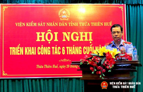 Đồng chí Trần Đại Quang - Tỉnh ủy viên, Bí thư ban cán sự đảng, Viện trưởng VKSND tỉnh khai mạc Hội nghị.