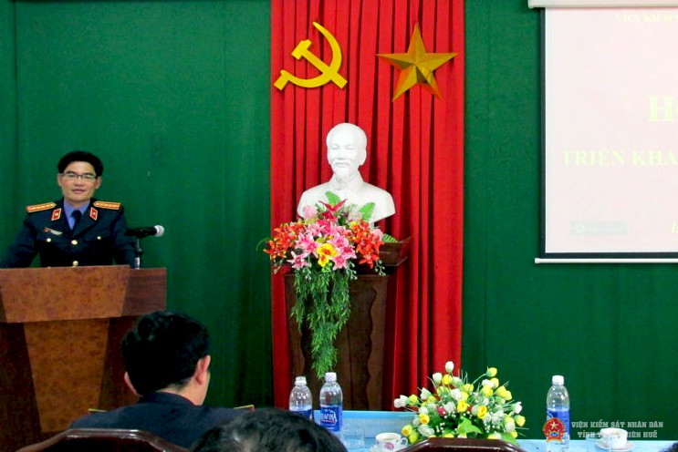Đồng chí Nguyễn Thanh Hải – Phó Viện trưởng VKSND tỉnh phát biểu chỉ đạo hội nghị