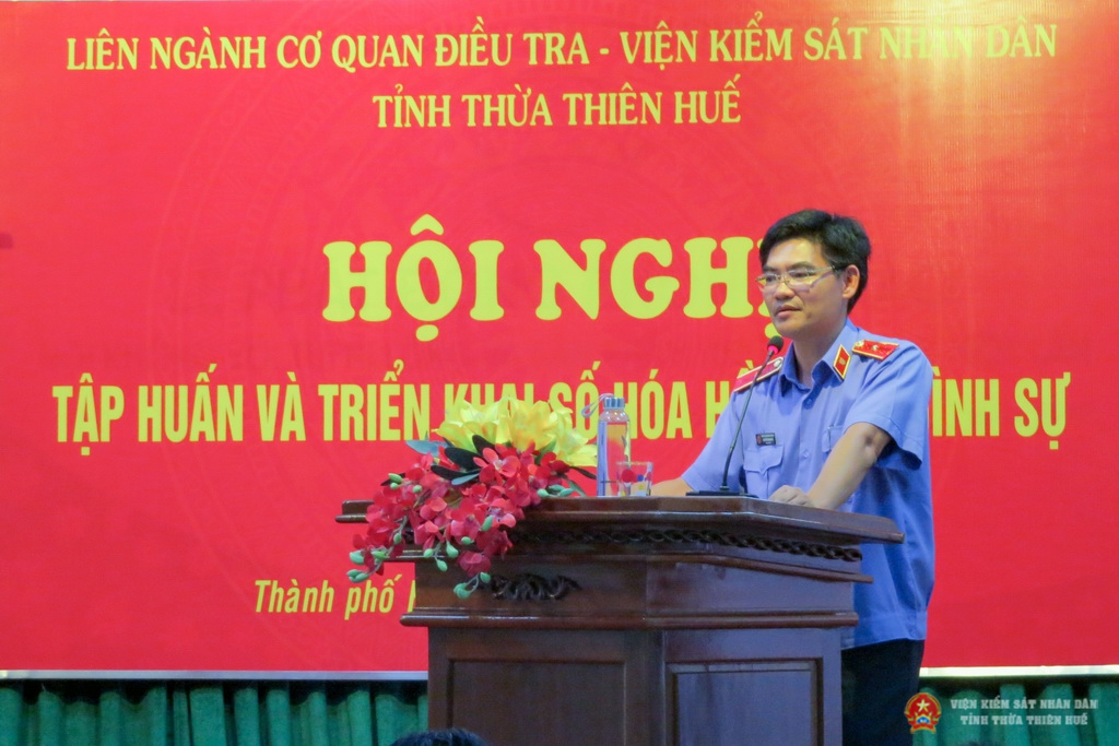 Đồng chí Nguyễn Thanh Hải, Viện trưởng VKSND tỉnh phát biểu chỉ đạo hội nghị.