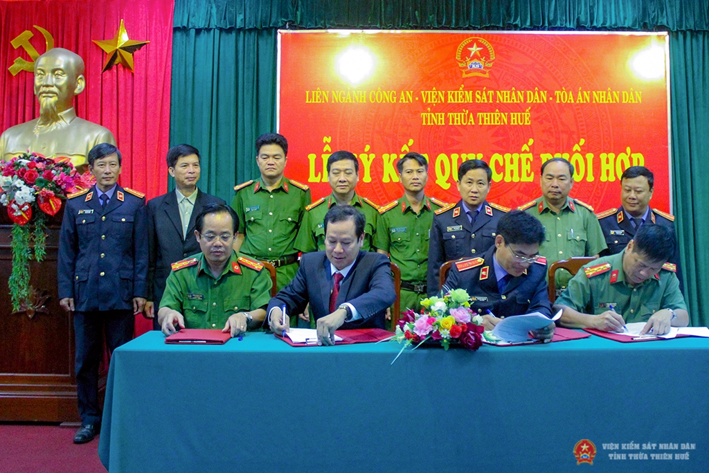 Lễ ký kết giữa Cơ quan điều tra, Viện kiểm sát nhân dân, Tòa án nhân dân tỉnh Thừa Thiên Huế