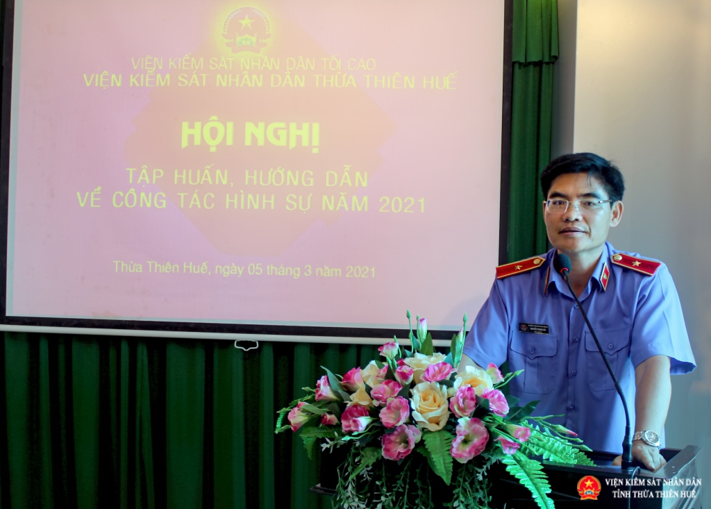 Đồng chí Nguyễn Thanh Hải – TUV, Bí thư Ban cán sự Đảng, Viện trưởng VKSND tỉnh phát biểu chỉ đạo Hội nghị.