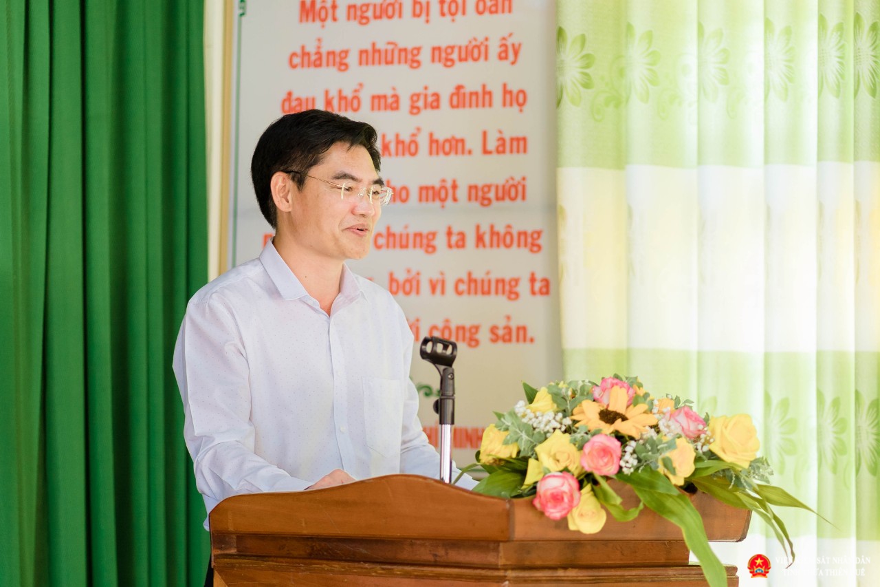 Đồng chí Nguyễn Thanh Hải – Tỉnh ủy viên, Bí thư Ban cán sự Đảng, Viện trưởng VKSND tỉnh Thừa Thiên Huế phát biểu chỉ đạo Hội nghị